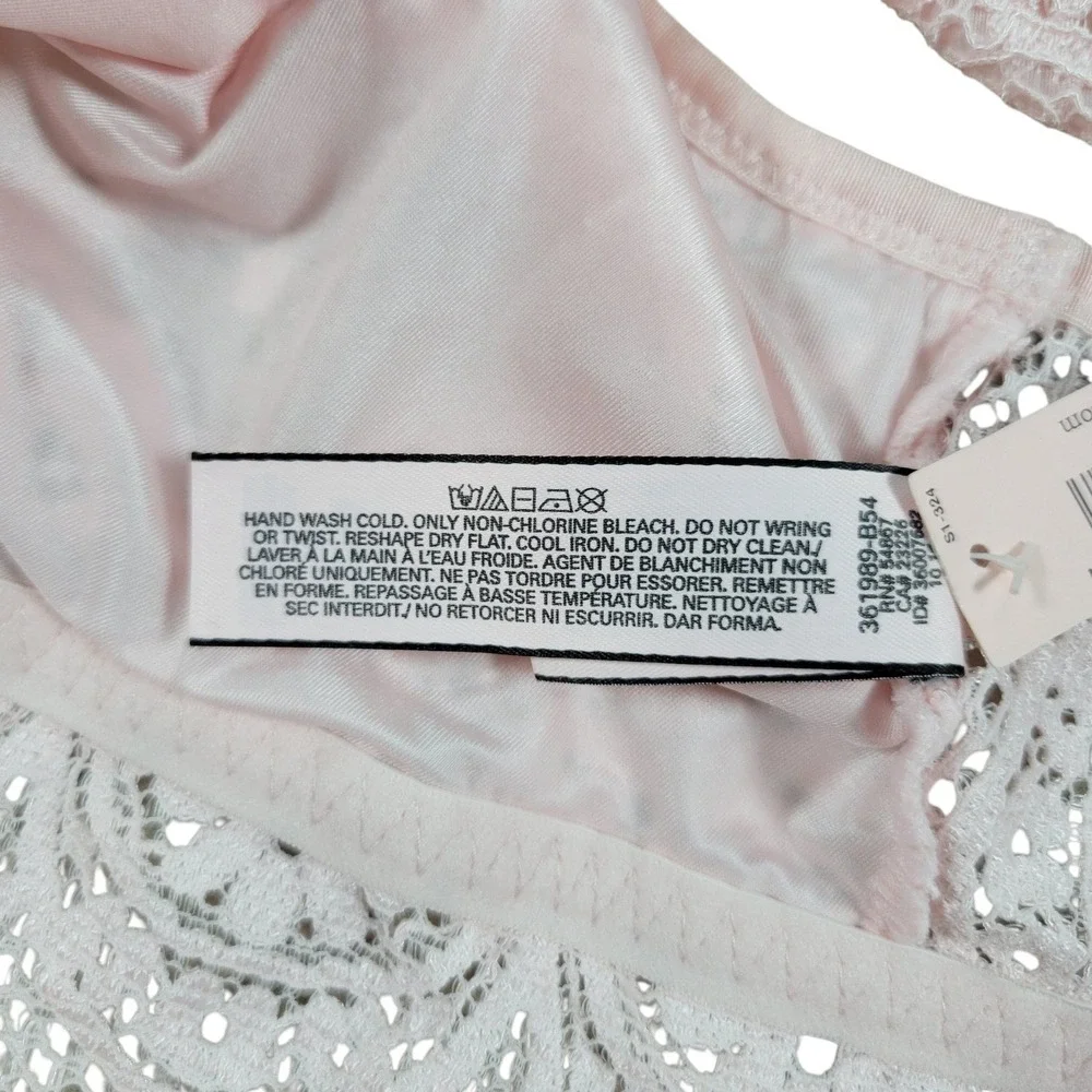 Victoria's Secret Bralette Womens L Pink Lace Long Line Plunge V-Neck Pullover